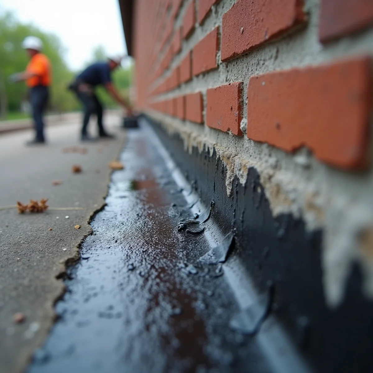 Roof-to-wall flashing patched with tar instead of properly lapped metal