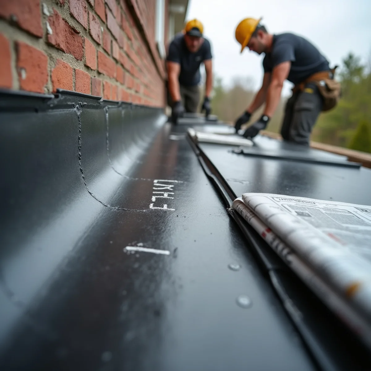 Two courses of ice and water shield run past the wall line at the eave
