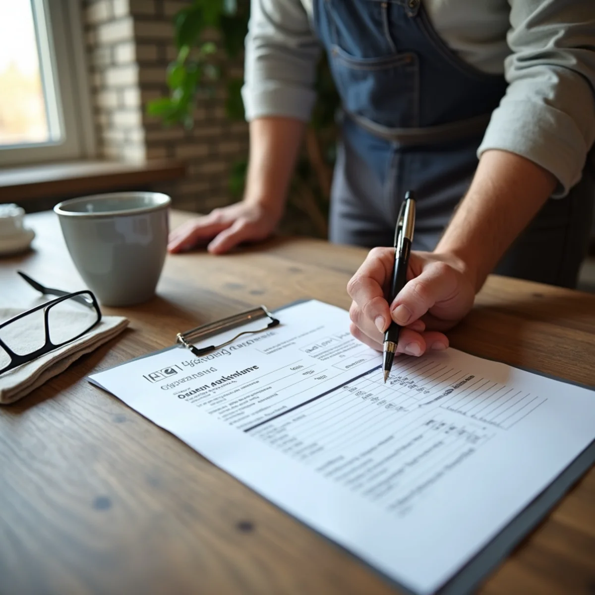 An unsigned written itemised roofing scope on a kitchen table