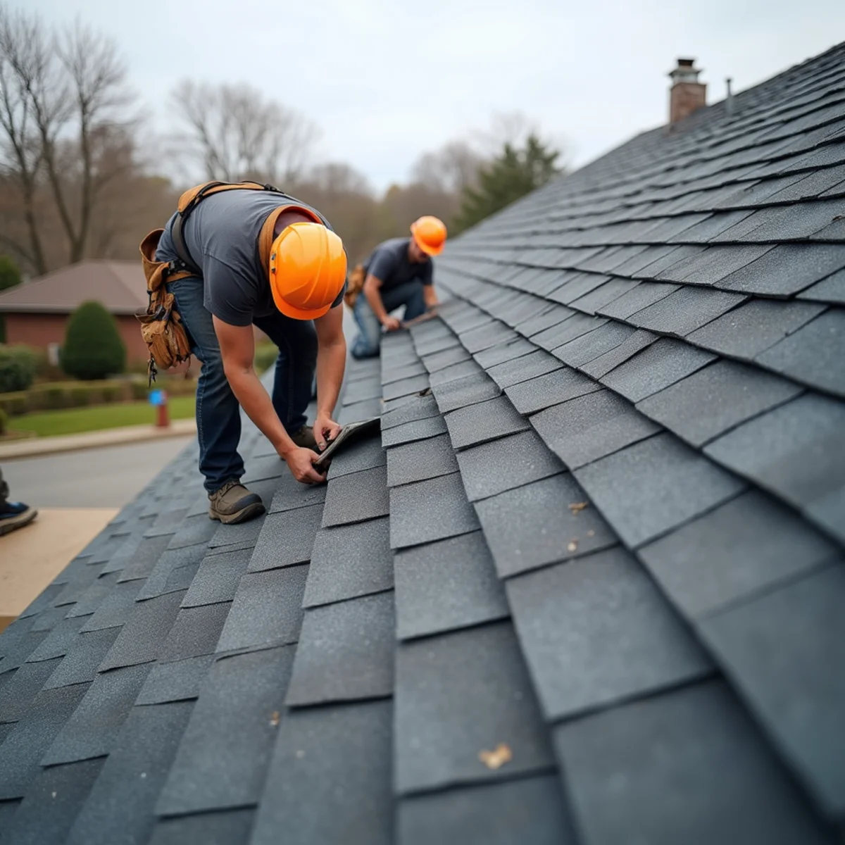 A dipping ridge and waving roof plane indicating deck failure
