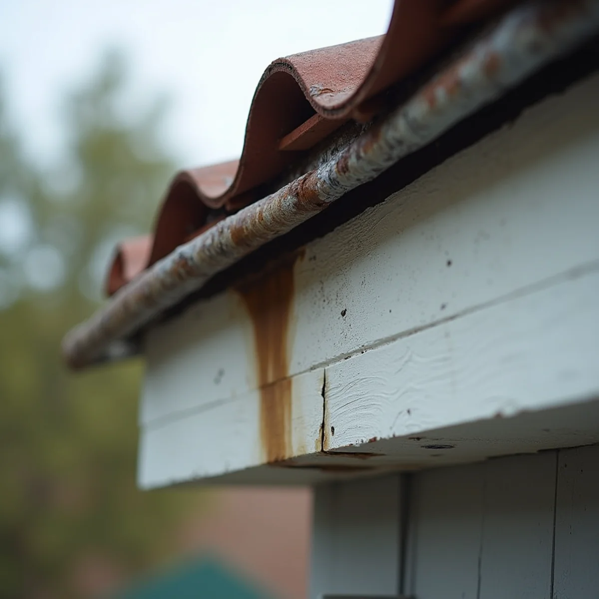Missing kick-out flashing letting water run behind the siding
