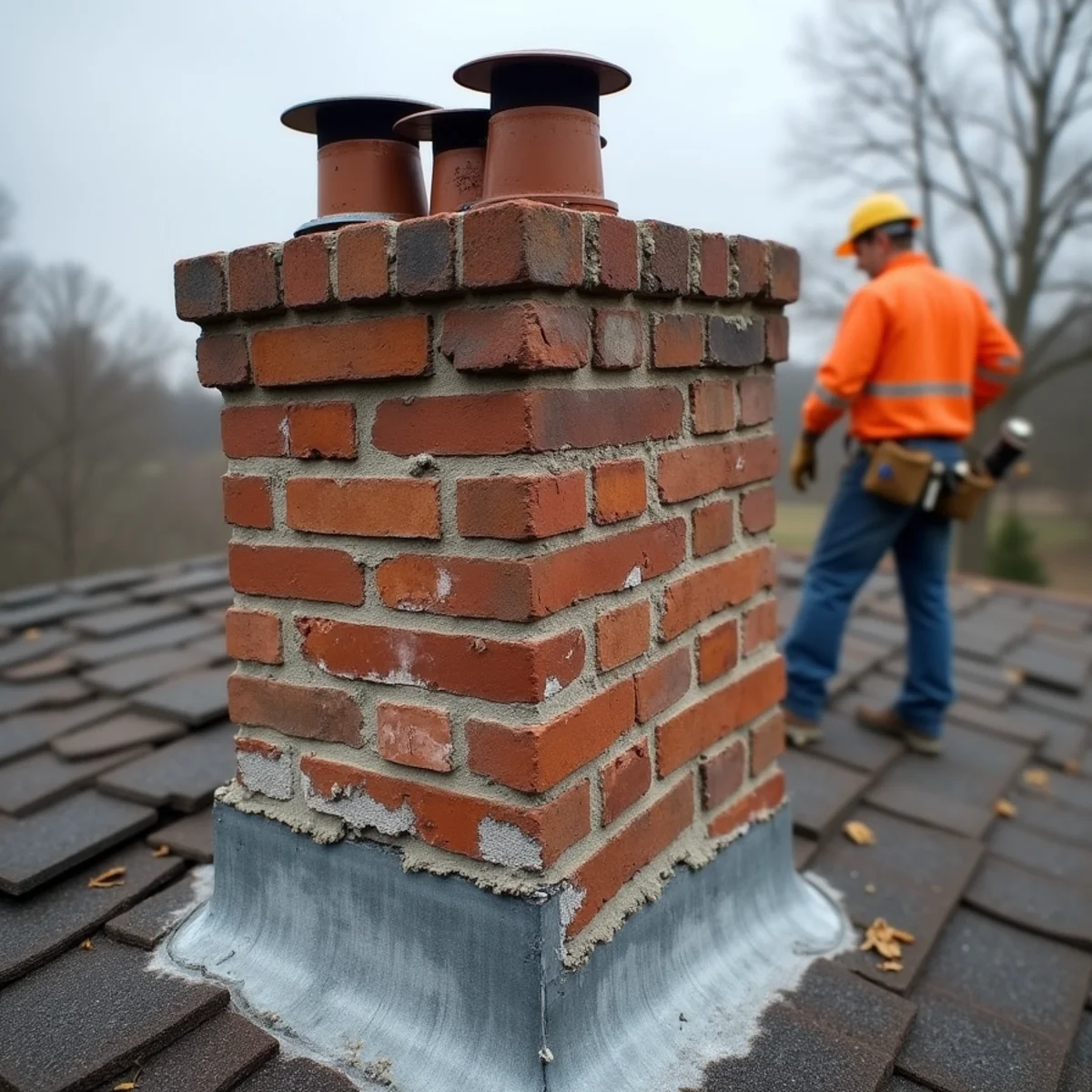 Counterflashing pulling loose from failed chimney mortar joints