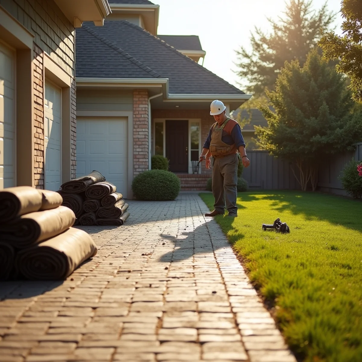 Clean driveway and lawn after an All Pro Phoenix Roofing job