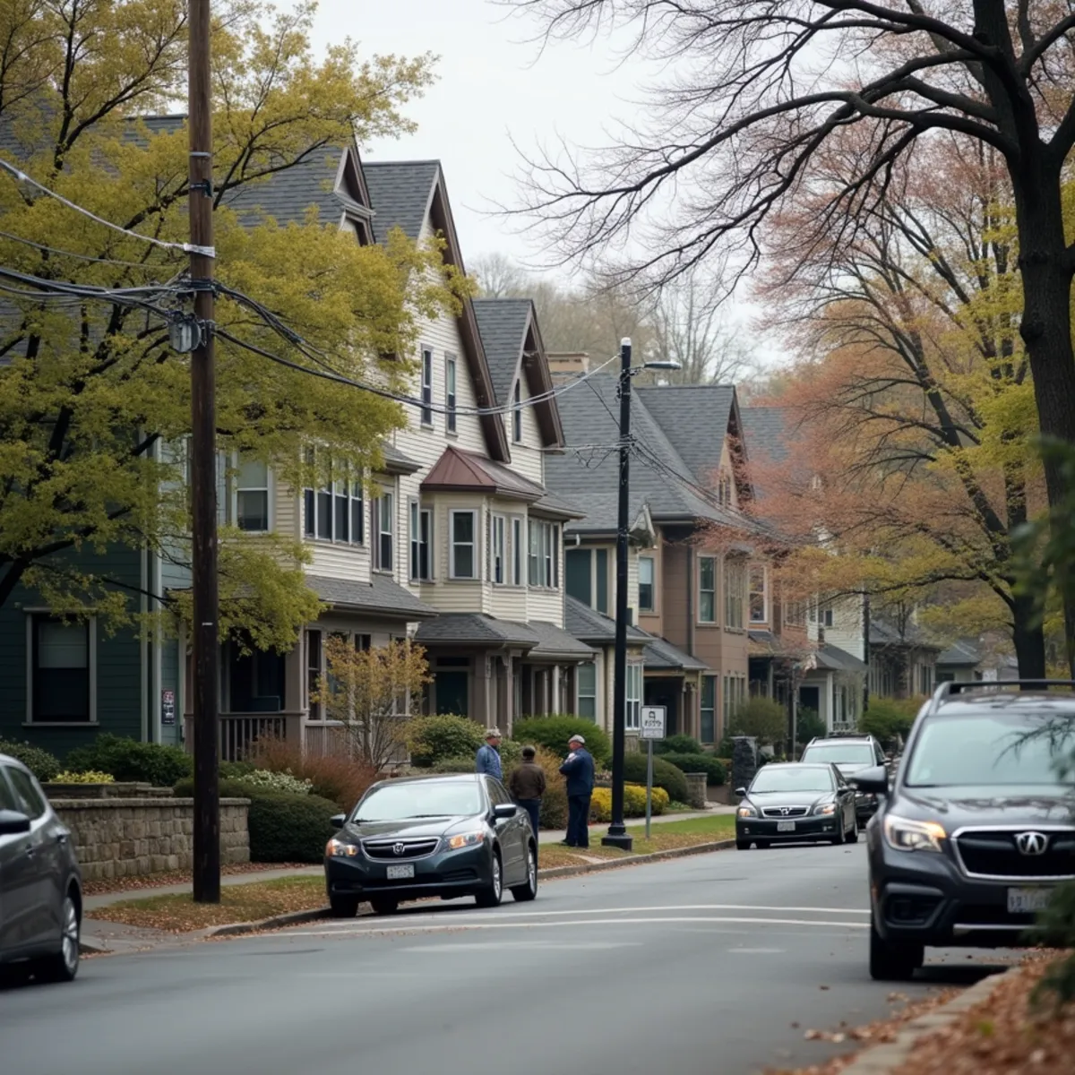 Typical Brookline, MA street showing the local roof types All Pro Phoenix Roofing works on