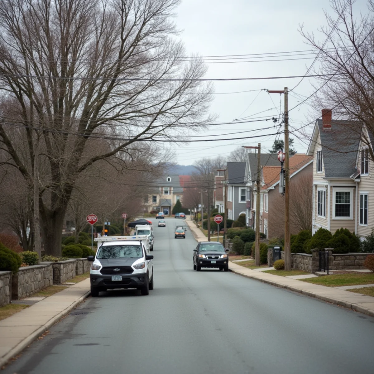 Typical Danvers, MA street showing the local roof types All Pro Phoenix Roofing works on