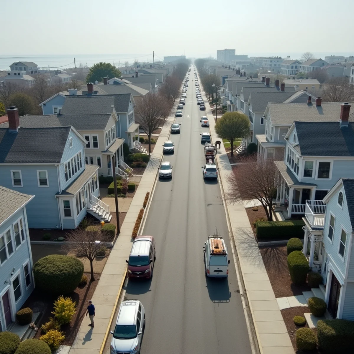 Typical Revere, MA street showing the local roof types All Pro Phoenix Roofing works on