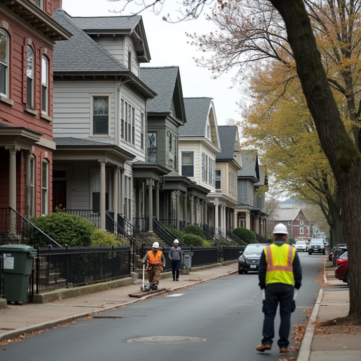 Typical South End, MA street showing the local roof types All Pro Phoenix Roofing works on